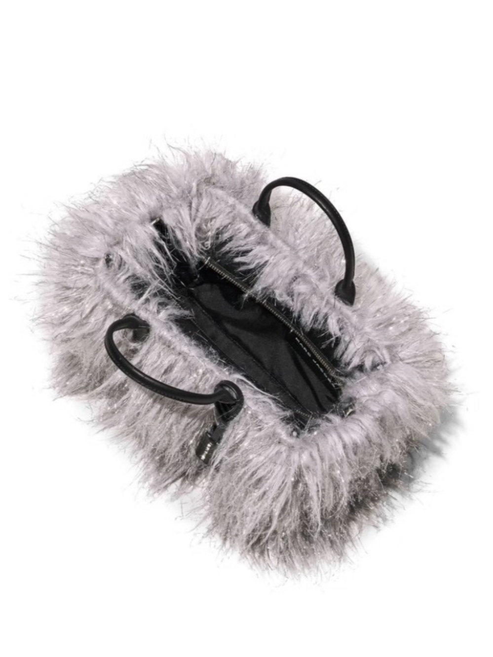 Marc Jacobs The Creature Silver-Gray Faux Fur Tote with Black Leather Straps - Picture 9 of 15